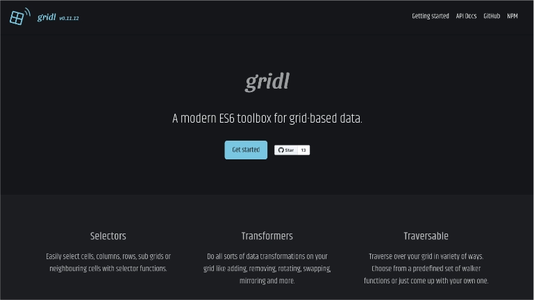 Screenshot of the project gridl